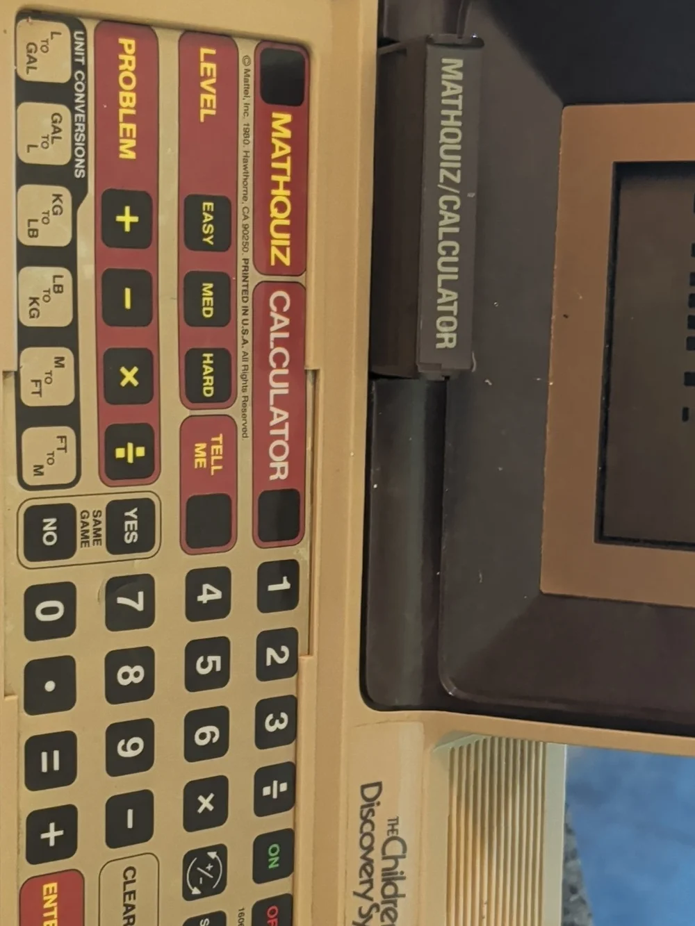 Mattel Beige Handheld Learning Console with Black Buttons